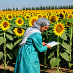**

"A professional female agricultural engineer, fully clothed in practical work attire including a başörtüsü (headscarf), inspecting a healthy field of sunflowers on a sunny Anatolian farm, appropriate attire, safe for work, perfect anatomy, natural proportions, professional photography, high quality, modest, family-friendly, in the style of a documentary photograph."

**