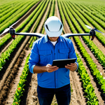 농업 자동 수확 기술 - Drone-Based Field Analysis**

"A fully clothed agricultural engineer inspecting data on a tablet in ...