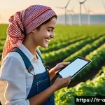 농업 스마트 팜 플랫폼 분석 - **Prompt:** A sun-drenched Turkish field at golden hour. A young, smiling female farmer in denim ove...
