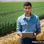 농업 교육 혁신 사례 - **Prompt:** A young, determined Turkish farmer, in their late 20s, with a modern haircut and intelli...